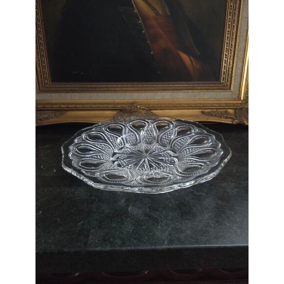 Antique 1900s UV Teardrop Honeycomb Glass Console Bowl 10.5" EAPG Victorian - Picture 4 of 9